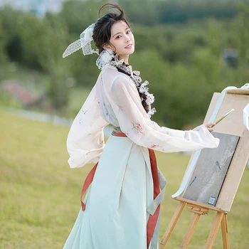 Vasaros Kinijos Tradicinių Kostiumų Hanfu Moterų Pasakų Suknelė Song Dinastijos Princesė Drabužių Rytietišką Tango Hanfu Suknelės DWY3906