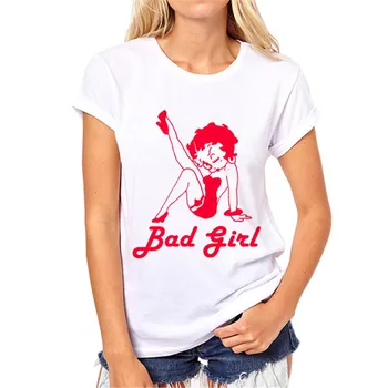 Vasaros Moterų mados'short rankovėmis marškinėliai betty boop teet marškinėliai, mados mergaičių tshirts