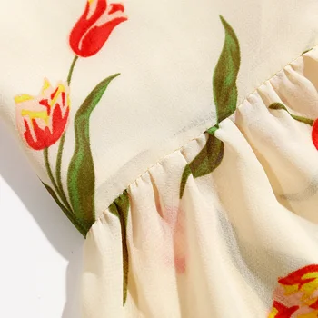 Vasaros moterų suknelė atsitiktinis gėlių spausdinti V-kaklo, trumpas rankovėmis slim suknelė Vestidos
