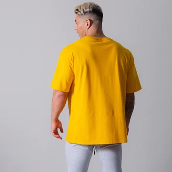 Vasaros streetwear laisvalaikio vyriški marškinėliai medvilnės atsitiktinis palaidų vyriški trumpomis rankovėmis viršuje jogger fitneso vyriški drabužiai