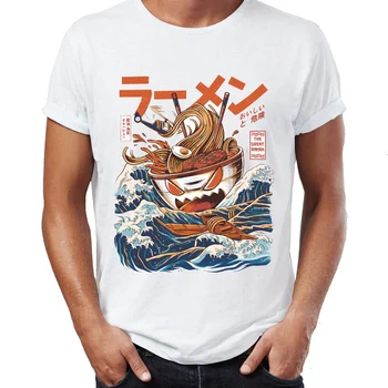 Vasaros vyriški T-shirt Labai Ramen Off Kanagawa Juokinga Artsy Marškinėlius Cool Anime Tees Viršūnes Harajuku Streetwear