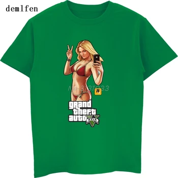 Vasaros Vyrų Žaidimas Gta 4 T Shirt GTA5 T-shirt Mados Camisa Masculina Trumpas rankovėmis Marškinėliai Atsitiktinis Medvilnės Viršūnes Kietas Tees