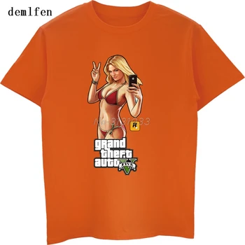 Vasaros Vyrų Žaidimas Gta 4 T Shirt GTA5 T-shirt Mados Camisa Masculina Trumpas rankovėmis Marškinėliai Atsitiktinis Medvilnės Viršūnes Kietas Tees