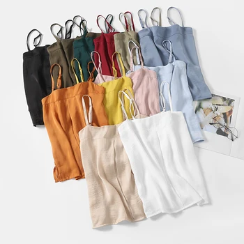 Vasaros šilko diržas už Hanfu 12 spalvų kieto moterų cool trumpas spageti dirželis camisole viršuje plius dydžio tiesių vidinis marškinėliai mergaitėms