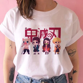 Vasarą Moterys Marškinėliai Demon Slayer mergina Marškinėlius Grafinis Viršuje TeesJapanese Anime Marškinėlius Punk T-shirt Viršuje Harajuku Kawaii Streetwear