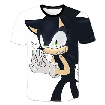 Vasarą naujas, sonic juoda Hogg T-shirt, 3D animaciją, animacijos, T-marškinėliai, berniukų ir mergaičių, vaikų asmeninį atspausdintas T-shirt,