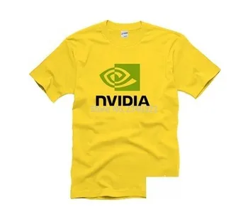 Vasarą naujų atvyko Grafikos lustas NVIDIA T-shirt programuotojų ženklo vyrai moterys vientisa spalva, trumparankoviai medvilnės marškinėliai