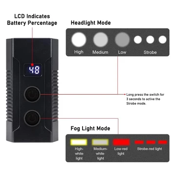 Važiavimo Šviesos Dviračių Nuoma Priekinių žibintų Flasher Galios Ekranas Kalnų MTB Šviesos LED Žibintuvėlis Įkraunamas 14LED Flasher užpakalinis žibintas