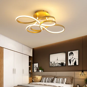 VEIHAO Kūrybos balta modernios LED lubų šviesos gyvenimo kambario, miegamasis susitikimų kambarys RC tamsos aukso lubų lempa apšvietimas