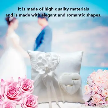 Vestuvių Žiedas Pagalvę Romantiška, Stilinga Balta Aikštėje Gėlių Kamelijos Žiedas Širdies Formos Pagalvėlė Santuokos Tiekimą Vestuvių Deco