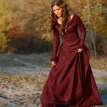 Viduramžių Kostiumai, Moterims, Visas Rankovės Žakardo Suknelė Princesė Kostiumas Moterims Helovinas Šalis Cosplay suaugusiųjų viduramžių suknelė