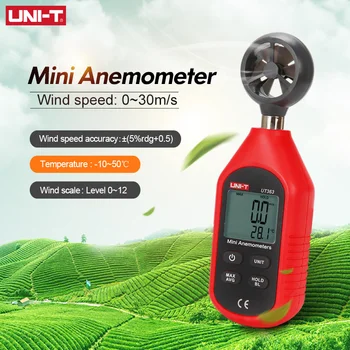 VIENETO UT363 UT363BT Vėjo Greitis Testeris, Skaitmeninis Mini Naudojamo Jutiklio LCD Apšvietimas 0-30m/S Temperatūros Testeris Anemometro
