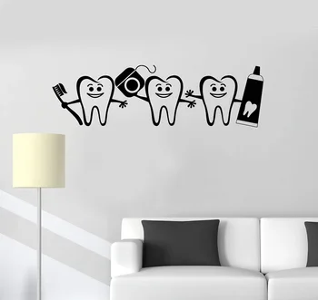 Vinilo sienos aplikacijos sveikus dantis vonios kambarys, dantų priežiūra, odontologas, dekoratyvinis lipdukas freskos 2YC12