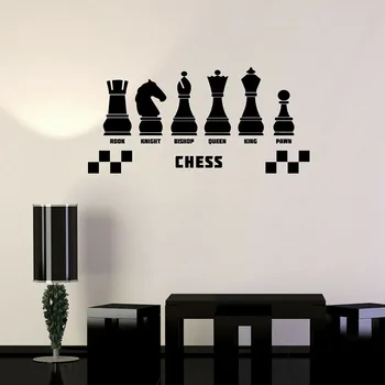 Vinilo Sienos Lipdukas Šachmatų Klubas Intelektinės Žaidimas Interjero Dekoro Langą Sienų Lipdukai Logotipas Meno Miegamasis Kūrybos Freskos Nuimamas M971