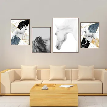 Vinsonloud Namų Dekoro kūrybinė asmenybė sofa fone sienų tapybos paprasta drobės spaudiniai Balto Žirgo nuotrauką