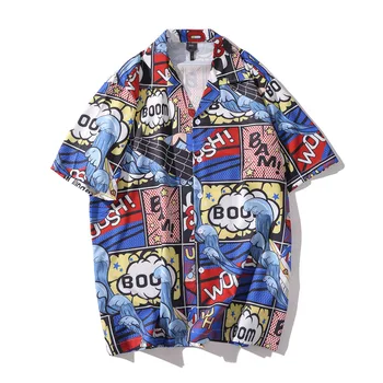 Vintage Marškinėliai 2020 Naujas Vasaros Vyrų Havajų Trumpas Rankovės Pora Shirt Mens Atsitiktinis Anime Grafiti Spausdinti Paplūdimio Negabaritinių Marškinėliai Vyras