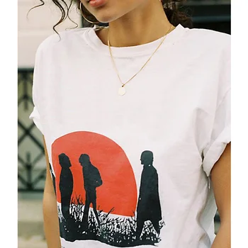 Vintage Marškinėliai Moterims Vasaros Negabaritinių Estetinės Laukia Saulės Grafinis Medvilnės White Tee Viršūnes Drabužius Moterų Plius Dydis