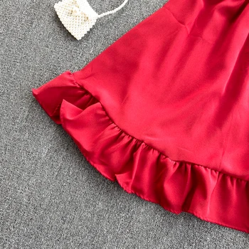 Vintage V Kaklo 2021 Plonas pledas spausdinti seksuali mini trumpą suknelę kratinys spageti dirželis raukiniai vasaros Moterų paplūdimio-line suknelė