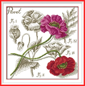 Violetinė kryželiu rinkinys gėlių 14ct raštuoto audinio drobė siūlės siuvinėjimo 