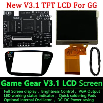 Visas Ekranas TFT V3.1 LCD Rinkiniai, SEGA Game Gear Didelis šviesos Ryškumą V3.1 Backlight LCD Ekrane, su VGA SEGA GG Žaidimai