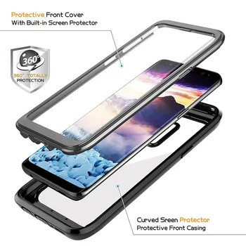 Viso Kūno Patikima Atveju, Samsung Galaxy S9 Plus Telefono dėklas atsparus smūgiams Aišku, Bamperio Dangtelis S9+ su Built-in Screen Protector