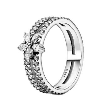 Visos 2020 Naujas Žiemos 925 Sterlingas Sidabro Žiedas Putojantis Snaigės Žiedai Moterų Dalyvavimas Jubiliejų Papuošalai
