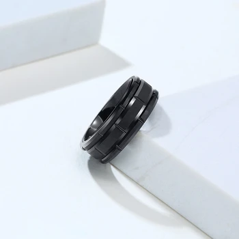 Vnox Klasikiniai vyriški 8mm Juodas Volframo Karbido Vestuvių Juostoje Žiedas Plytų Modelis Šepečiu Apdaila