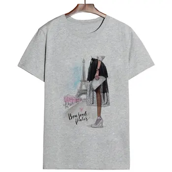 Vogue Paris mergina, Print t shirt moterims, Balta 2019 M. Vasaros Atsitiktinis Harajuku Tendencija Marškinėlius Naujas Mados Trumpas Rankovės O Kaklo T-shirt