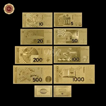Vokietijos Aukso Banknotų Rinkinys Gryno Aukso Padengtą 5.10.20.50.100.200.500 1000 vokietijos marke, Popieriniai Pinigai UNC Bill Dovana