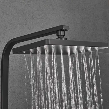 Vonios nuolat matinė juoda dušo komplektas su vonios stovo termostatiniai vonios dušo maišytuvas nustatyti Vonia, Dušas, karštas ir šaltas Maišytuvas