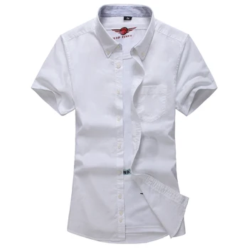 VROKINO visiškai Naujas vasaros 2021 m. Vasarą vyriški trumpomis rankovėmis marškinėliai Grynos spalvos profesionalus verslo vyrų's medvilnės marškinėliai