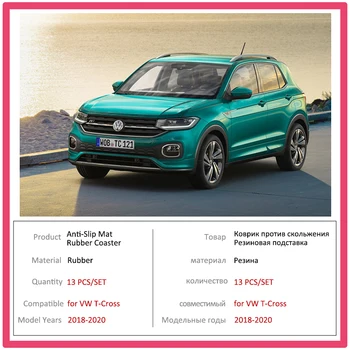 VW Volkswagen T-Kirsti 2018 2019 2020 Guma, neslystantis Kilimėlis, Durų Groove Taurės Trinkelėmis Vartų angą Miestelyje Priedai telefono Pagalvėlė