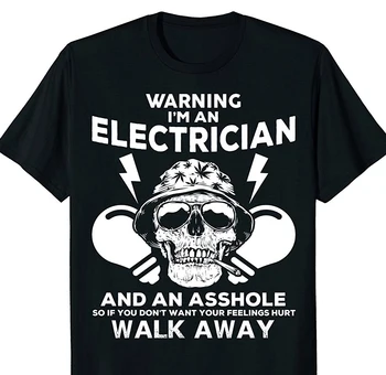 Vyrai Elektrikas Marškinėliai Kaukolė Grafinis Tee Elektrikas, Marškiniai, O Ant Kaklo Tee Marškinėliai Trumpomis Rankovėmis