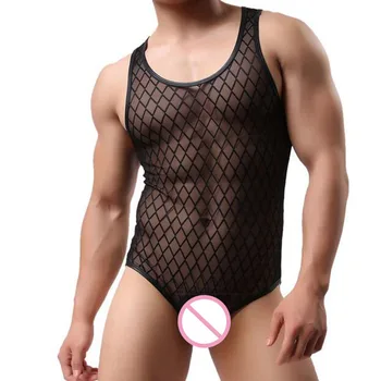 Vyrai Thong Bodysuit Skaidrus Akių Bodysuit Lingerie Sexy Karšto Erotika Imtynių Singlet Mens Seksualus Bodysuit