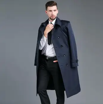 Vyrai tranšėjos paltai vyras dvieiliai ilgas kailis europos vyrų drabužiai slim fit paltas ilgomis rankovėmis pavasarį, rudenį plius dydis 4XL