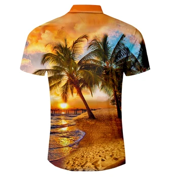 Vyrai Trumpas Rankovės Havajų Marškinėliai Vasaros Plam Medis Spausdinti Mygtuką Atsitiktinis Paplūdimio Marškinėliai Reguliarūs Tinkami Vyriška Palaidinė Vasarą Viršų