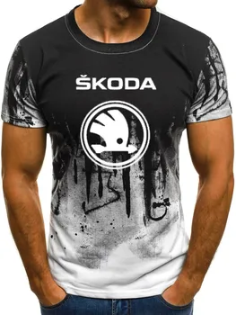 Vyrai Trumpas Rankovės Škoda Automobilių Logotipą Vyrai T-shirt Vasaros atsitiktinis Medvilnės Gradientas T marškinėliai Mados Hip-Hop Harajuku Vyrų Brand Tee