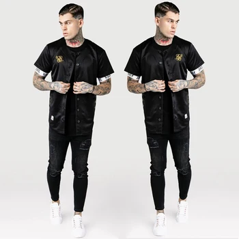 Vyras Marškinėliai 2019 Naujas Vasaros Vyrų Streetwear Hip-Hop T-shirt Sik Šilko Išsiuvinėti Beisbolas Džersis Marškinėliai Vyrams Mados Prekės ženklo Drabužių