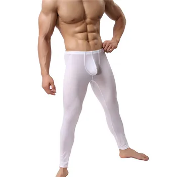 Vyriški Antblauzdžiai Sexy-Ultra plonas Ledas Šilko Kelnės Akių Apatiniai, Pėdkelnės, Kelnės, Antblauzdžiai Rudens žiemos Ilgas Kelnes Homem Sleepwear