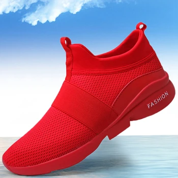 Vyriški batai vasaros laisvalaikio bateliai didelio dydžio raudoni sportbačiai lauko bėgimo bateliai, sporto mados batai patogus, kvėpuojantis pigiai