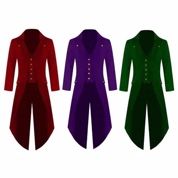 Vyriški Paltai Derliaus Steampunk Retro Tailcoat Striukė ilgomis Rankovėmis Vieną Krūtinėmis Gotikos Viktorijos Frock Kailis Plius Dydis 4XL#257805