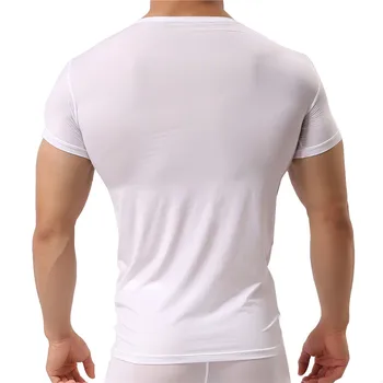 Vyriški Seksualus Apatiniai Marškiniai O-kaklo trumpomis Rankovėmis Basic marškinėliai Slim Sporto Viršūnės Atsitiktinis Homewear Vien Top Undershirts Sleepwear