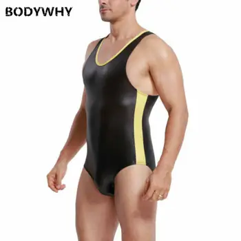 Vyriški Seksualus Dirbtiniais Odos Bodywear Imtynių Singlet Leotard Jumpsuits Apatiniai Bodysuit Vyrų Vyrų Korsetas Marškinėlius