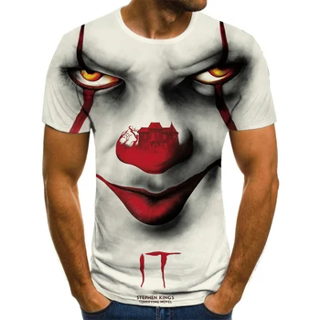 Vyriški Siaubo 3D Joker T-shirt Kūrybos T-shirt Apvalus Kaklas Trumpas Rankovės marškinėliai Didelis Drabužių Klounas