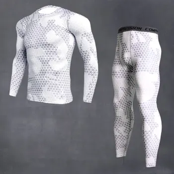 Vyriški sportiniai žmogus veikia triko maskuojanti apranga rashgard vyrų suspaudimo sporto drabužių veikia t-shirt MMA Drabužių rinkinys