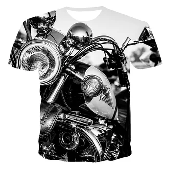 Vyriški sunkiųjų metalų T-shirt, 3D T-shirt su motociklu atgal į vasarą 