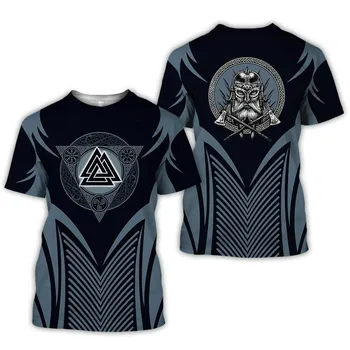 Vyriški Viking simbolis atspausdinta marškinėliai trumpomis rankovėmis trumpomis rankovėmis T-shirt Harajuku hip-hop Unisex marškinėliai, viršuje 012021 vyriški drabužiai