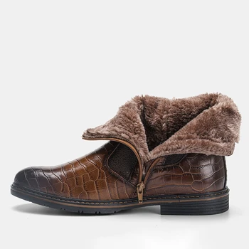 Vyriški žieminiai batai medvilnės batai su kailio šiluma rusijos karšto pardavimo įkrovos užtrauktuką, retro vyrų sniego batai