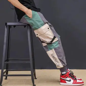 Vyriškos laisvalaikio kelnės mados slim elastinga juosmens hip-hop elastinga darbo drabužiai multi-pocket krovinių kelnės vyrams yra didelė pieštuku kelnės