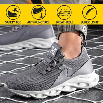 Vyrų darbo saugos batus, plieno toe cap Antismash Antipuncture Antislip apsaugos kvėpuojantis šviesos minkštas saugumo sneaker batai